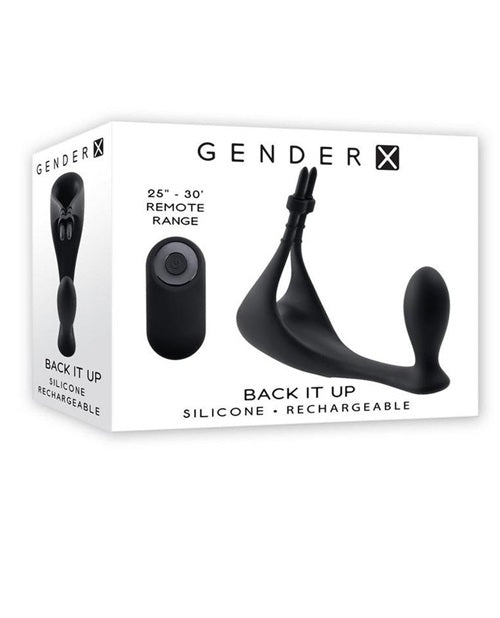 Gender X Back It Up Rechargeable Silicone Vibrating Butt Plug with Remote - Black