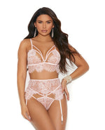 Strappy Eyelash Lace 3 Piece outfit - Blush Pink