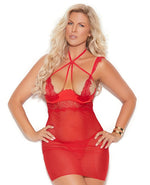 Strappy Lace and Mesh Babydoll w/ Panties - Queen Size
