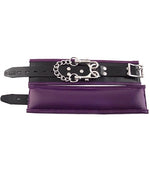 Rouge Padded Leather Adjustable Wrist Cuffs - Black and Purple