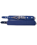 Rouge Plain Leather Adjustable Wrist Cuffs - Blue