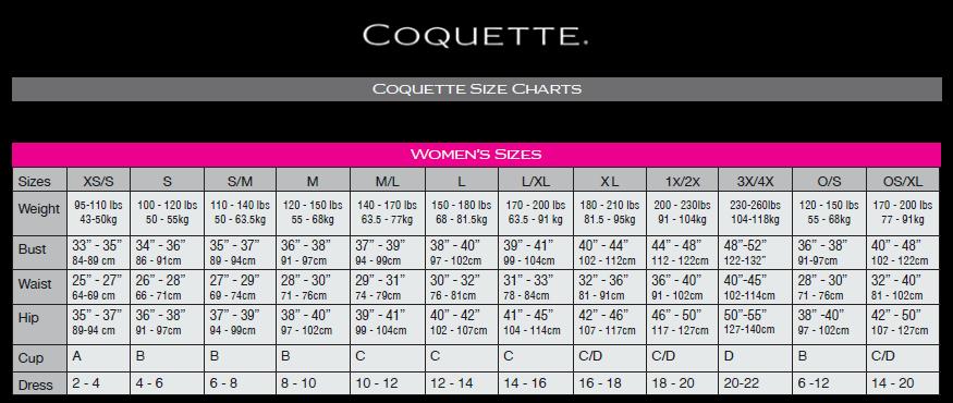 Coquette Size Chart