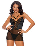 Strappy Mesh and Satin Babydoll