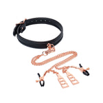 Punishment Choker & Nipple Clamps - Rose Gold