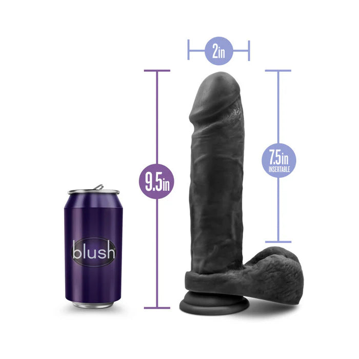 Au Naturel Bold Massive 9" Posable Dual Density Dildo w/ Balls Black