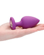 Flexible Diamond Heart Butt Plug Purple Extra Large