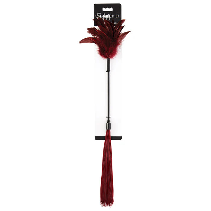 SS Shadow Feather Tickler Dual-Ended Flogger Burgundy