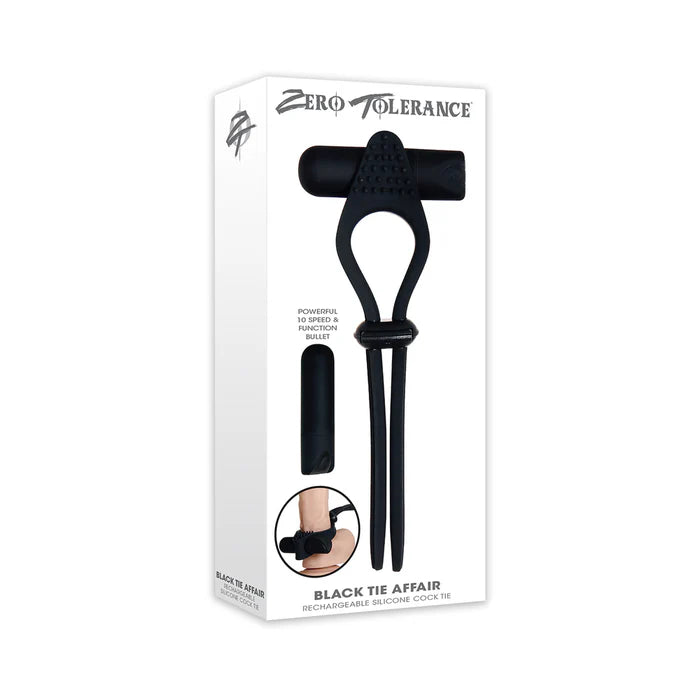 ZT Black Tie Affair Cock Tie Cockring Black