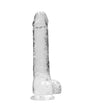 RealRock Crystal Clear Realistic 9 in. Dildo With Balls and Suction Cup Clear