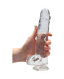 RealRock Crystal Clear Realistic 9 in. Dildo With Balls and Suction Cup Clear