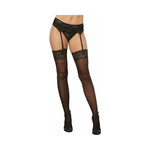 Dreamgirl Sheer Nylon Thigh-High Stockings w/ Lace Top Black OS