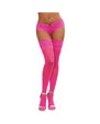 Neon Pink Sheer Thigh-High Stockings W/ Silicone Lace Top Pink OS