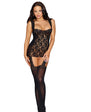 Dreamgirl Sheer Stretch Lace Garter Dress w/ Lace-Trimmed Straps Black OS