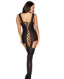 Dreamgirl Sheer Stretch Lace Garter Dress w/ Lace-Trimmed Straps Black OS