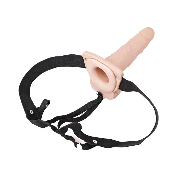 Erection Assistant Hollow Strap-On Vibrating 6 in. Vanilla