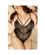 Fantasy Lingerie Vixen Wanderlust Crotchless Lace Teddy Black Queen Size