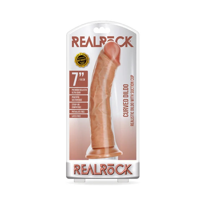 RealRock Realistic 7 in. Curved Dildo With Suction Cup