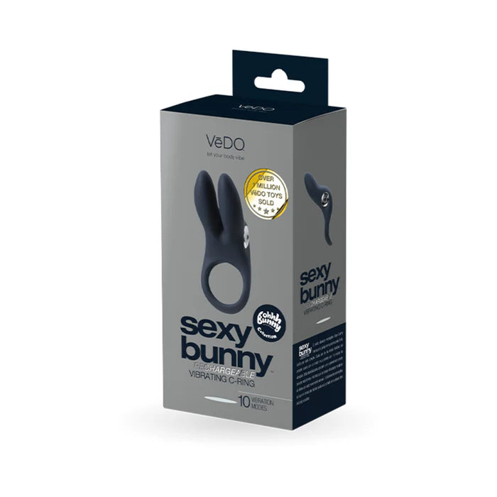 VeDO Sexy Bunny Recharging Vibrating C-Ring Black Pearl