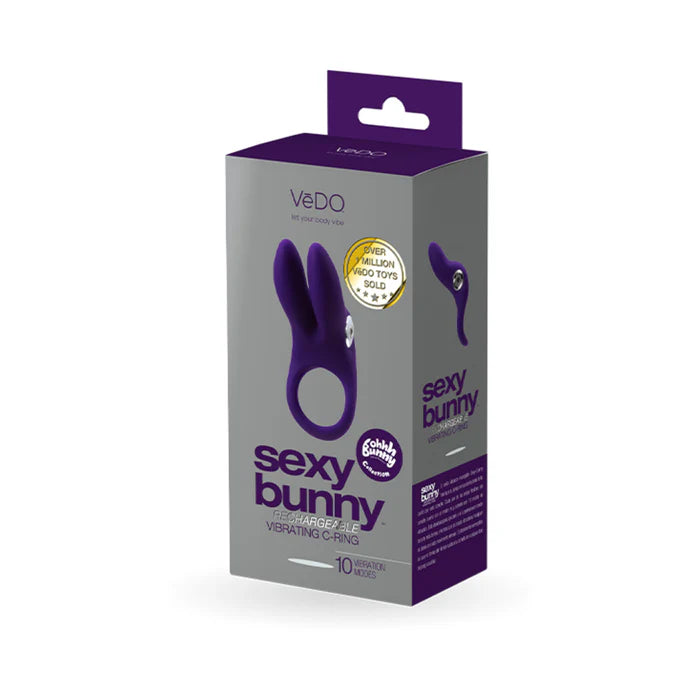 VeDO Sexy Bunny Recharging Vibrating C-Ring Deep Purple