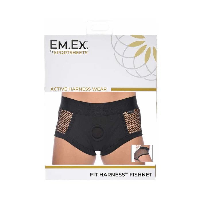 Sportsheets Em.Ex. Fit Harness Fishnet Blk Asst Sizes