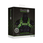 Ouch! Glow in the Dark Bonded Leather Buckle Bulldog Harness Neon Green