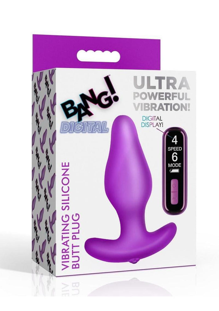 Bang! Vibrating Rechargeable Butt Plug w/ Digital Remote Purple