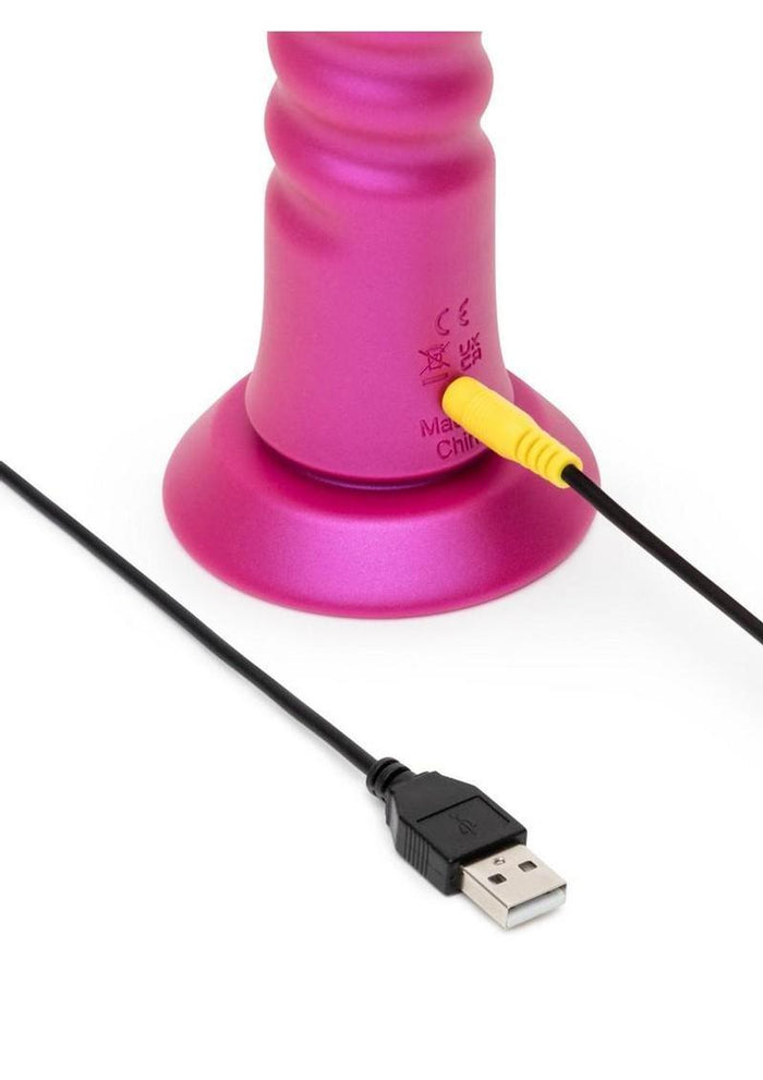 Romp Jiggle Rechargeable Silicone Thrusting Vibrating Dildo with Suction Cup - Pink