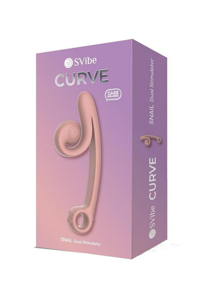 SVibe Snail CURVE Rechargeable Silicone Vibrator with Clitoral Stimulator - Peach