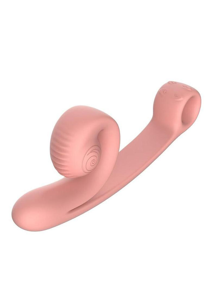 SVibe Snail CURVE Rechargeable Silicone Vibrator with Clitoral Stimulator - Peach