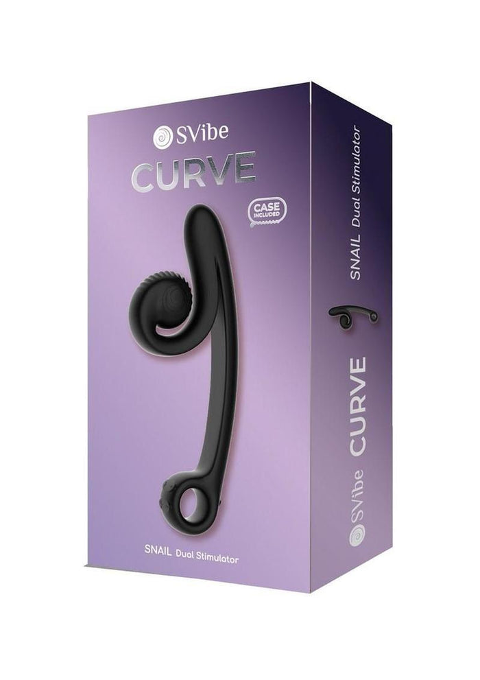 SVibe Snail CURVE Rechargeable Silicone Vibrator with Clitoral Stimulator - Black