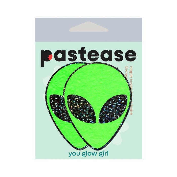 Glow-in-the-Dark Glitter Alien Pasties Green