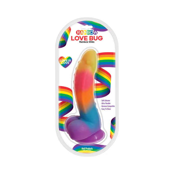 Rainbow Love Bug 7 in. Silicone Dildo