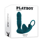 Playboy Bring It On Silicone Thrusting Anal Plug w/ Vibrating Ball Cradle Deep Teal