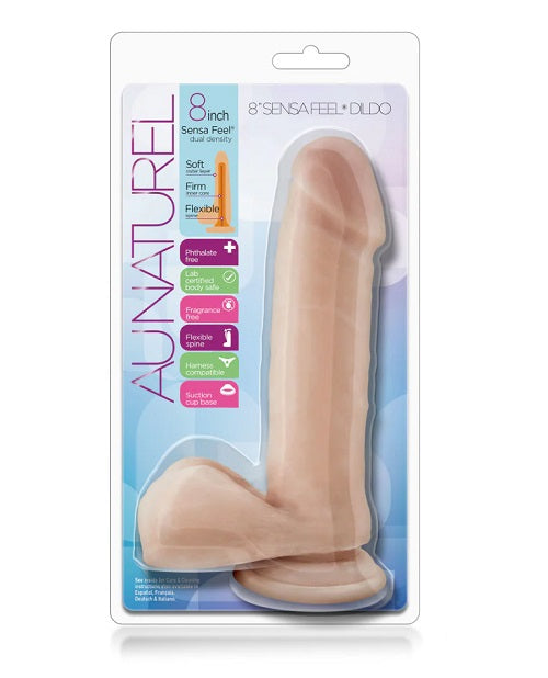 Au Naturel Sensa Feel Dildo with Suction Cup - 8in