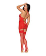 Dreamgirl Garter Slip with Bow Detail and G-String Red O/S