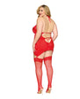 Dreamgirl Garter Slip with Bow Detail and G-String Red Queen Size