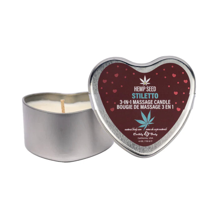 EB Hemp Seed Valentine 3-in-1 Massage Candle Stiletto 4.7 oz.