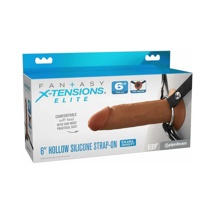 Fantasy X-Tensions Elite Hollow Silicone Strap-On 6 in. Caramel