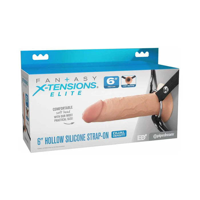 Fantasy X-Tensions Elite Hollow Silicone Strap-On 6 in. Vanilla