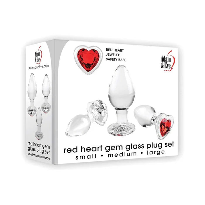 A&E Red Heart Gem Glass Plug Set