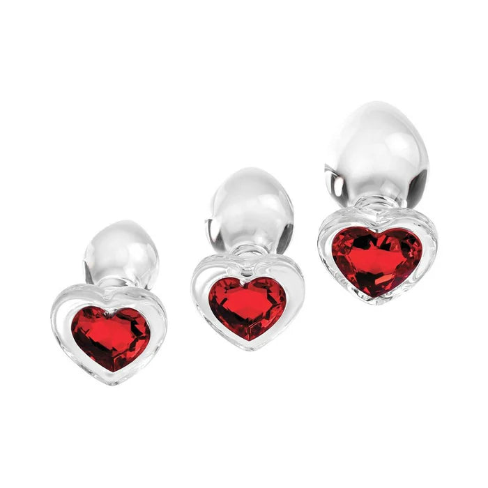 A&E Red Heart Gem Glass Plug Set
