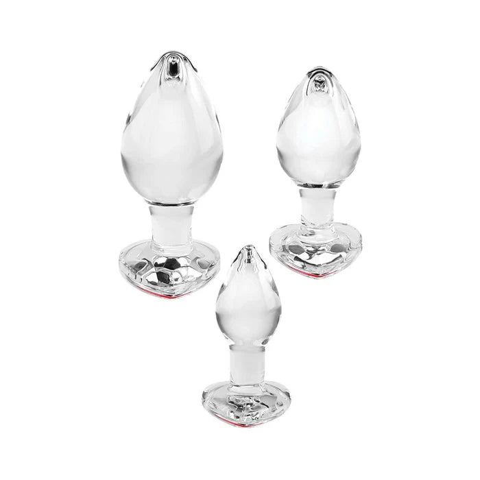 A&E Red Heart Gem Glass Plug Set