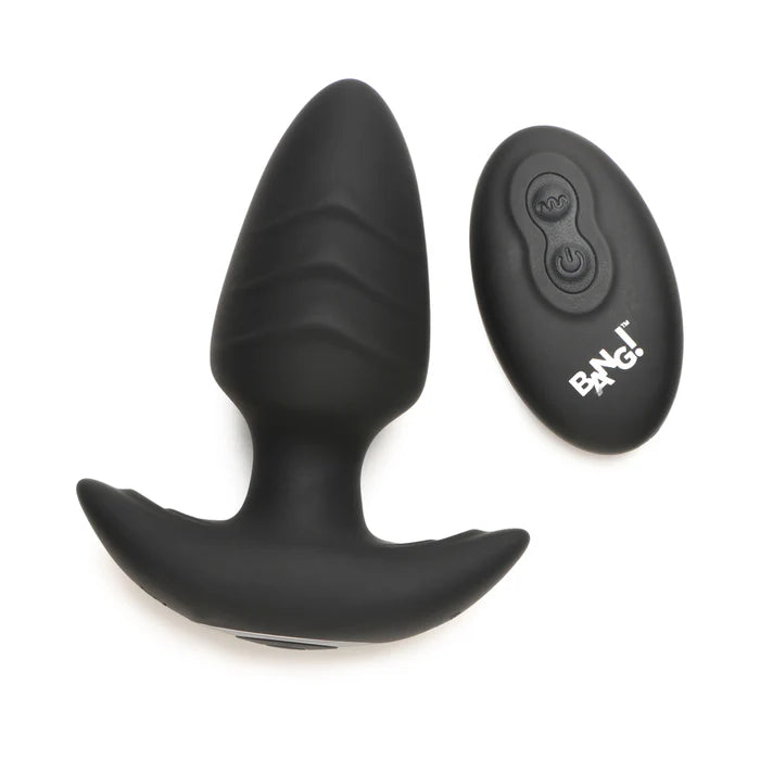 Rotating Vibrating Butt Plug w/ Remote Blk BoudoirNoir Rotating Vibrating Butt Plug w/ Remote Blk BoudoirNoir