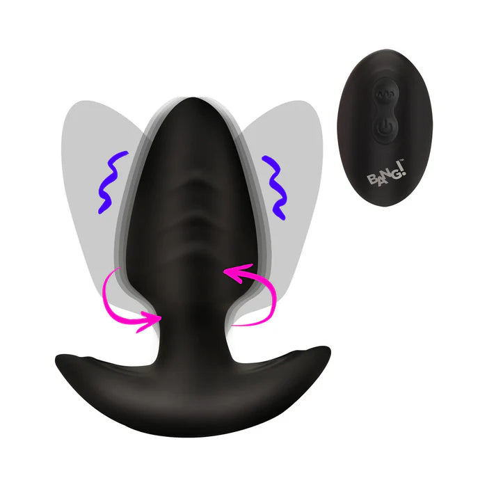 Rotating Vibrating Butt Plug w/ Remote Blk BoudoirNoir Rotating Vibrating Butt Plug w/ Remote Blk BoudoirNoir