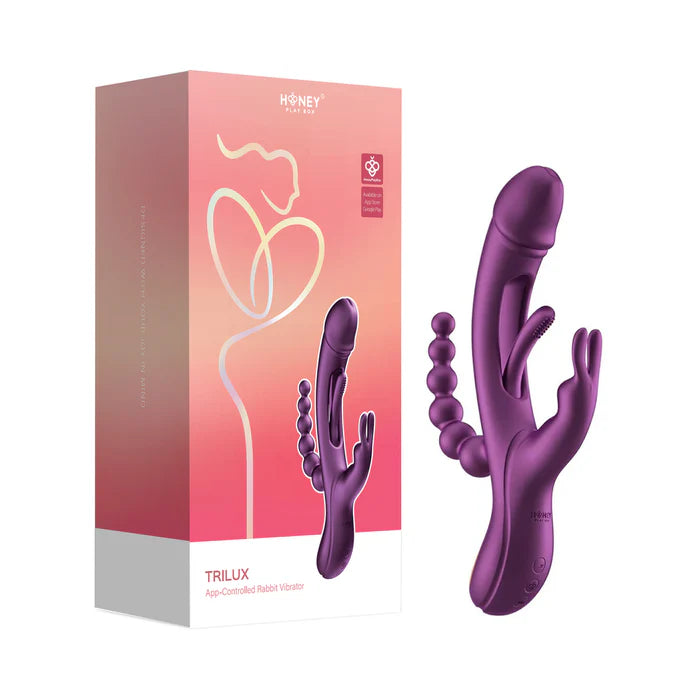 Trilux Kinky Finger Rabbit Vibrator with Anal Beads Purple