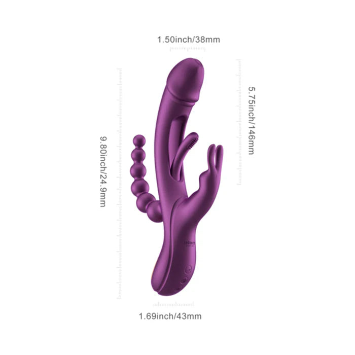 Trilux Kinky Finger Rabbit Vibrator with Anal Beads Purple