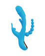 Trilux Kinky Finger Rabbit Vibrator with Anal Beads Blue