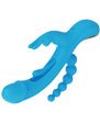 Trilux Kinky Finger Rabbit Vibrator with Anal Beads Blue