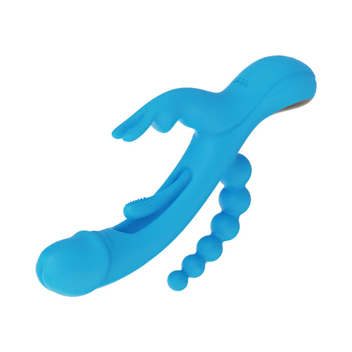 Trilux Kinky Finger Rabbit Vibrator with Anal Beads Blue