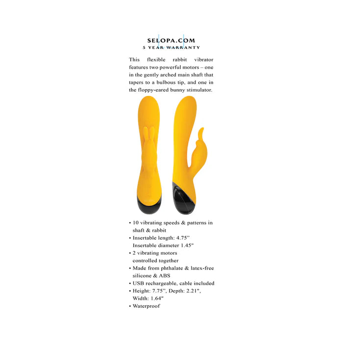 Selopa Buzzz Bunny Flexible Rabbit Vibrator Yellow